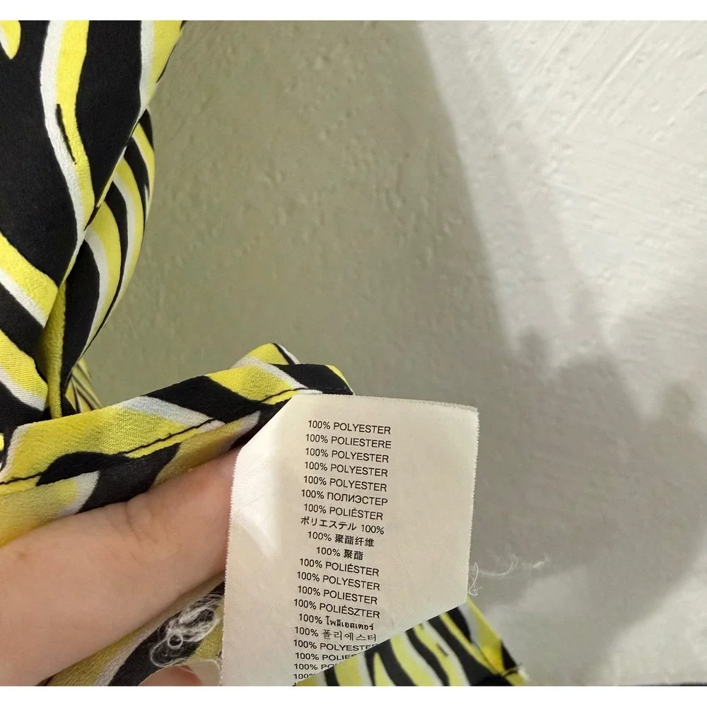 Michael Kors Zebra Print Quarter Zip Sleeveless Blouse Yellow Black XXL Colors